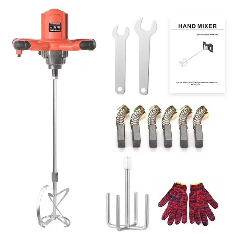Motorized Two Hand Held Industrial Six Speed Mixer Paint Cement Mixer Interchangeable Double S Head Double Hill Head Mixer
