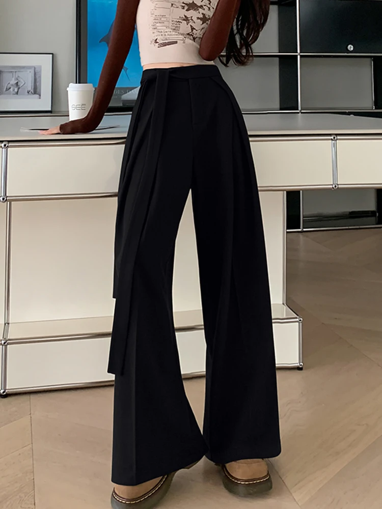 Pantalon large taille haute pour femme, pantalon décontracté ample, automne hiver, nouveau pantalon en laine, classique, élégant