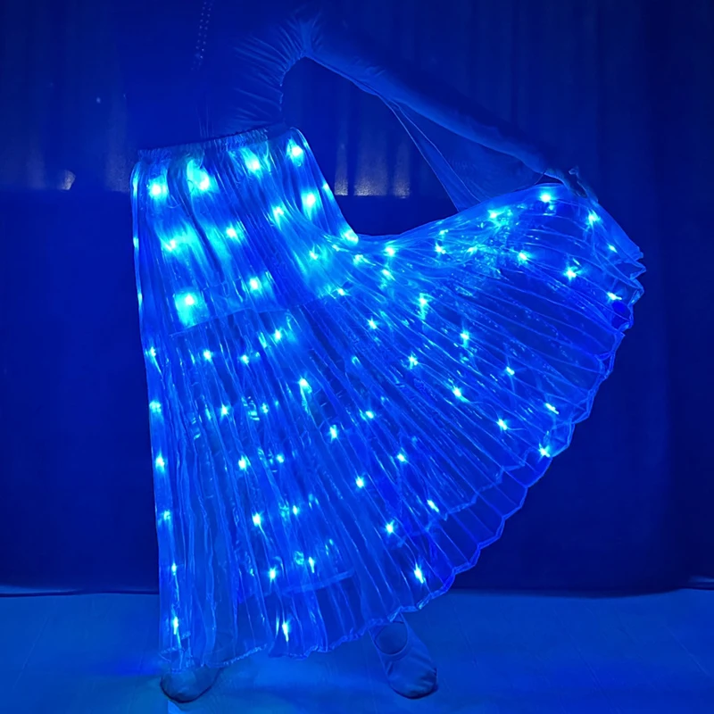 Traje de danza del vientre LED para mujer, ropa iluminada para fiesta, falda larga, vestido de boda, puesta en escena, club nocturno, Ropa de baile LED Tron