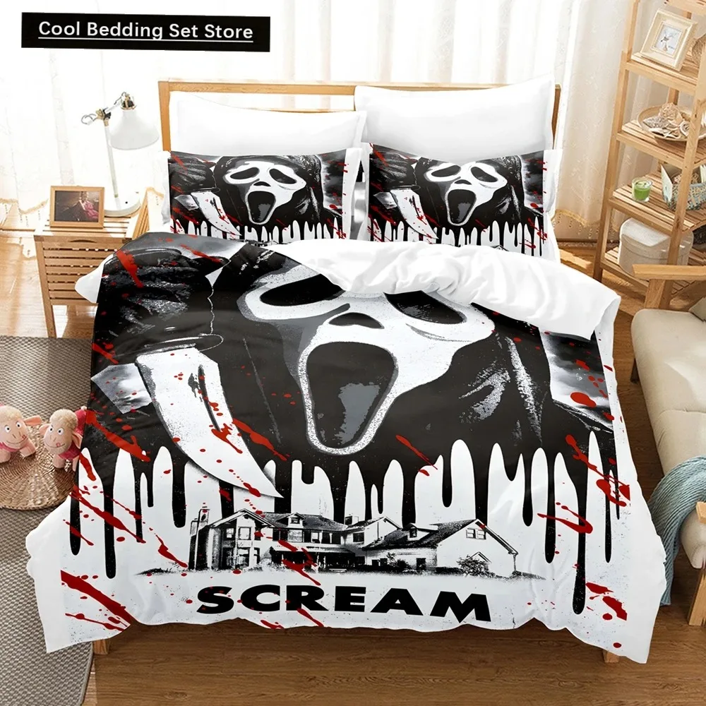 

Ghost Face Bedding Set Spooky Pastel Halloween Spooky Ghosts Cotton Sateen Duvet Cover OR Pillow Shams