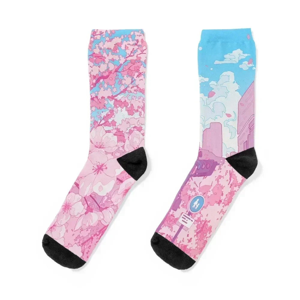 Tokyo Tower & cherry blossom (Corrected Colors) Socks soccer anti-slip winter winter gifts Socks For Girls Men's