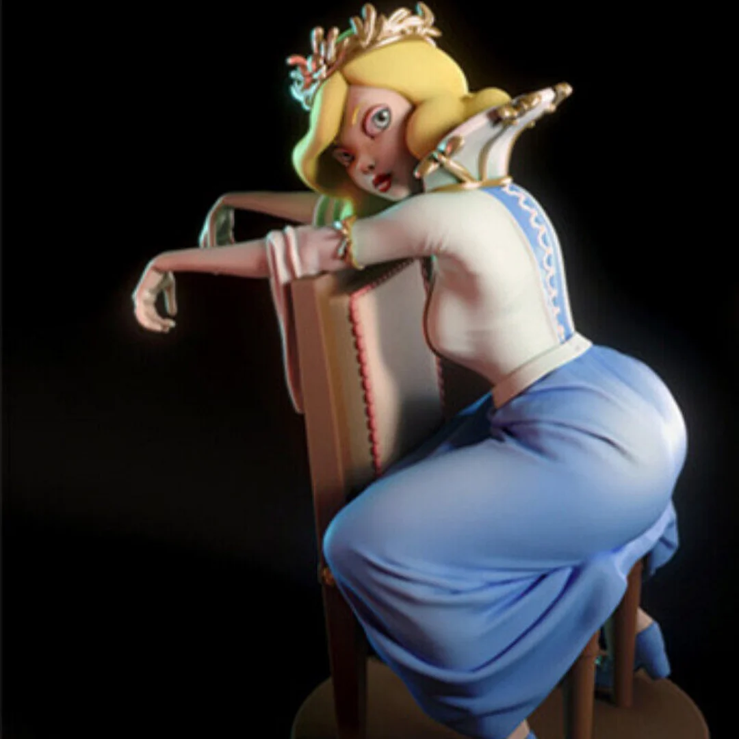 

The playful princess sat on a stool Nsfw two versions Resin Figure diy 1/24 Scale 75mm Resin Model Kit Unassembled and Unpainted