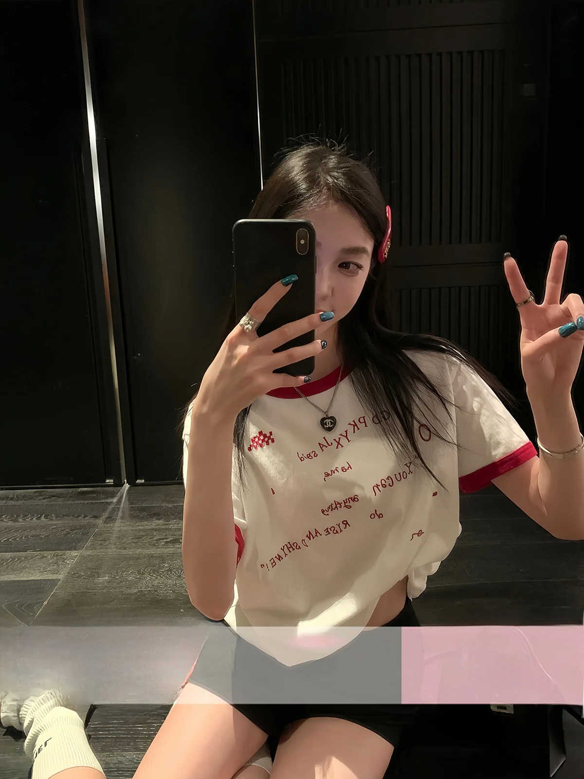 

Свободная футболка с вышивкой ort Sve, женская летняя корейская круглая футболка Ne с эффектом похудения, белый цвет, поездка на работу, мода