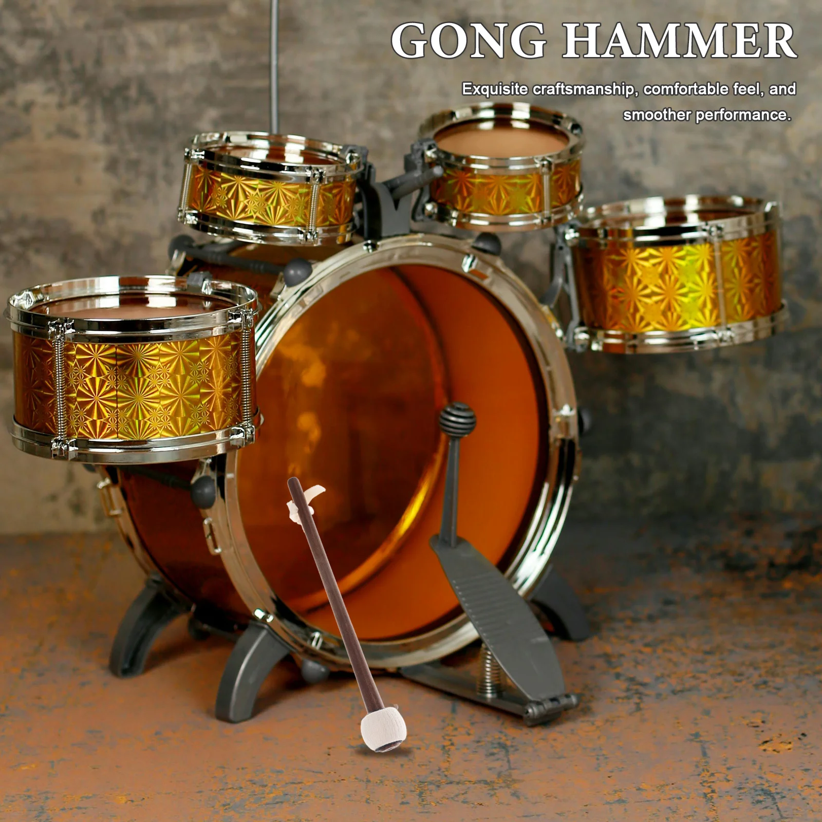 

1pcs Wooden Gong Mallet Small Lightweight Percussion Hammer With Wood Handle Cloth Tip Xylophone Drumsticks Reusable Portable