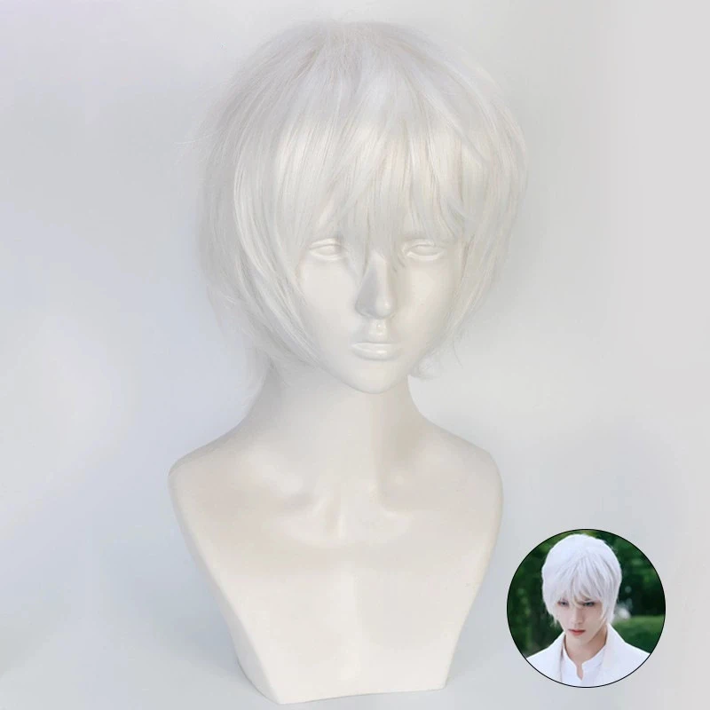 

Cosplay Wig Kamen Rider Series Anime Wig Ukiyo Ace Short Anime Game Role-Play Wig Male White Anime Synthetic Wig for Anime Game