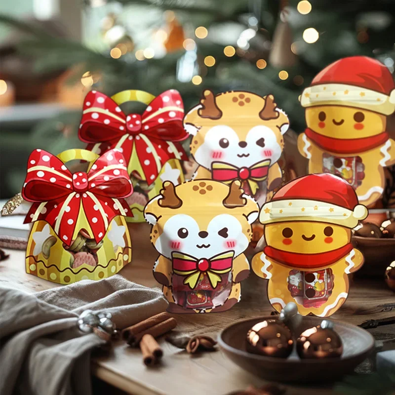 50 PCS Christmas Gift Bag,Zipper Bags For Candy Chocolate Cookie Nougat Biscuit,Gift Tree Santa Packaging