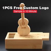 Free Logo Wooden Guitar Creative Gifts USB 2.0 Flash Drive 16GB Pen Drive 4GB 8GB Portable  Photo Wooden Box Photography Gifts