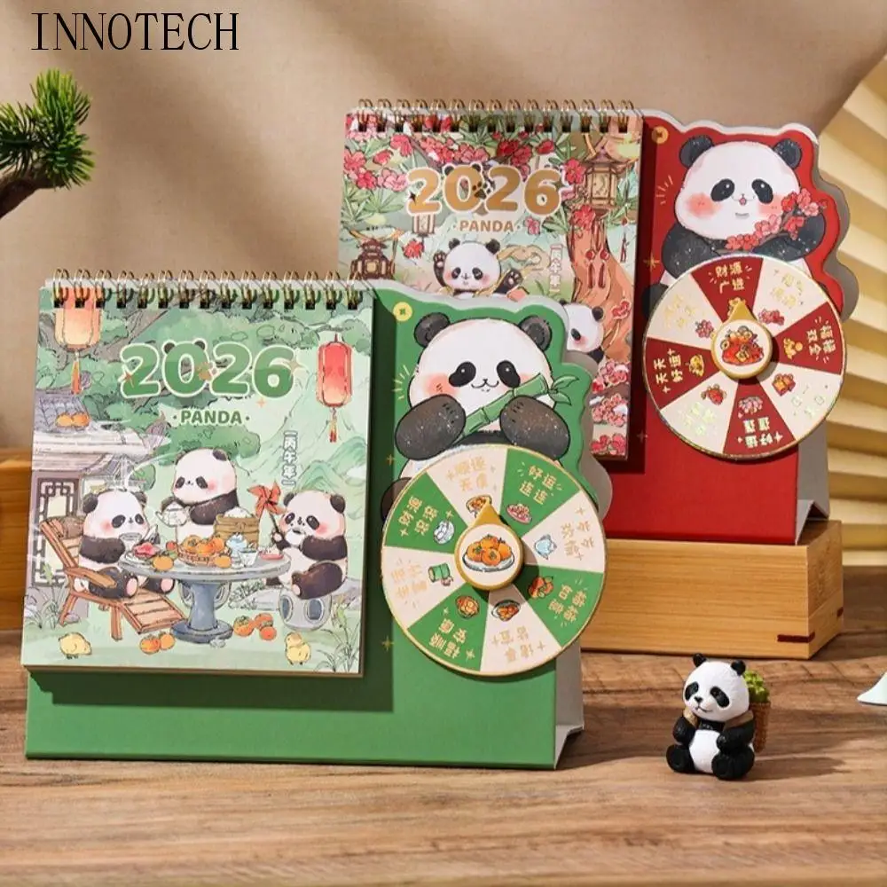 

Cartoon Panda New Year Desktop Calendar Tear-away Double Coil Rotary Table Calendar 3D Thick Memo Desk Calendar Home