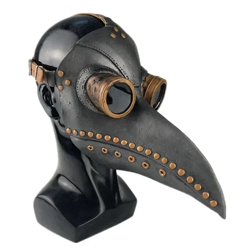 Maschera da dottore in gomma nera per parassiti Halloween naso lungo Bird Creek Steampunk maschera per il viso in lattice di Gas Cosplay Prop per