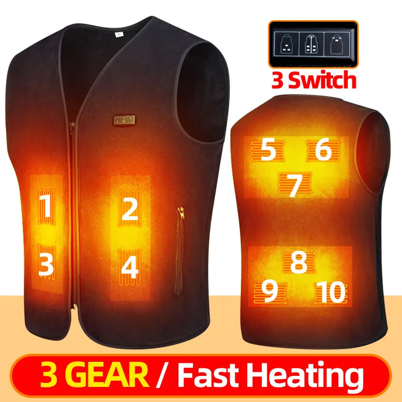 

Smart Fleece Heated Vest Men USB Electric Heating Vest Women Rechargeable Heated Jacket Thermal Outdoor Hunting Heated Clothes