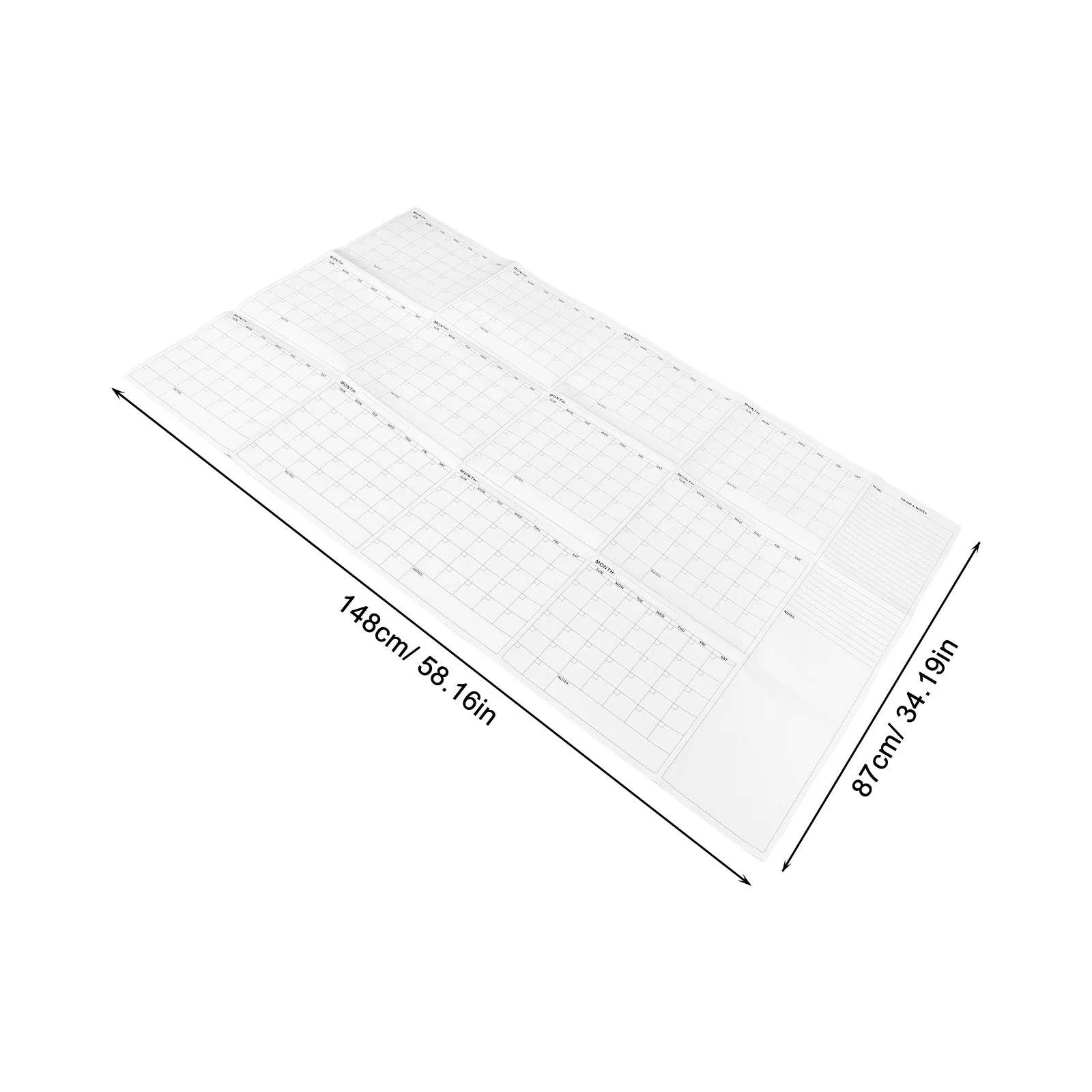 تقويم جداري كبير الحجم قابل للمسح على الوجهين، مخطط شهري كبير للمسح الجاف، تقويم حائط سنوي مع #5