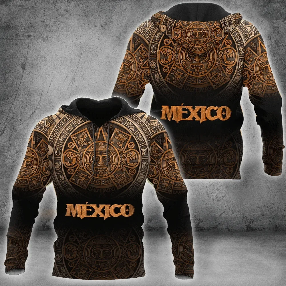 

HX Mexico Sweatshirt 3D Printed Mexican Aztec Tonatyw Patterns Hoodies Zip Jacket Coat Casual Men Clothing Dropshipping