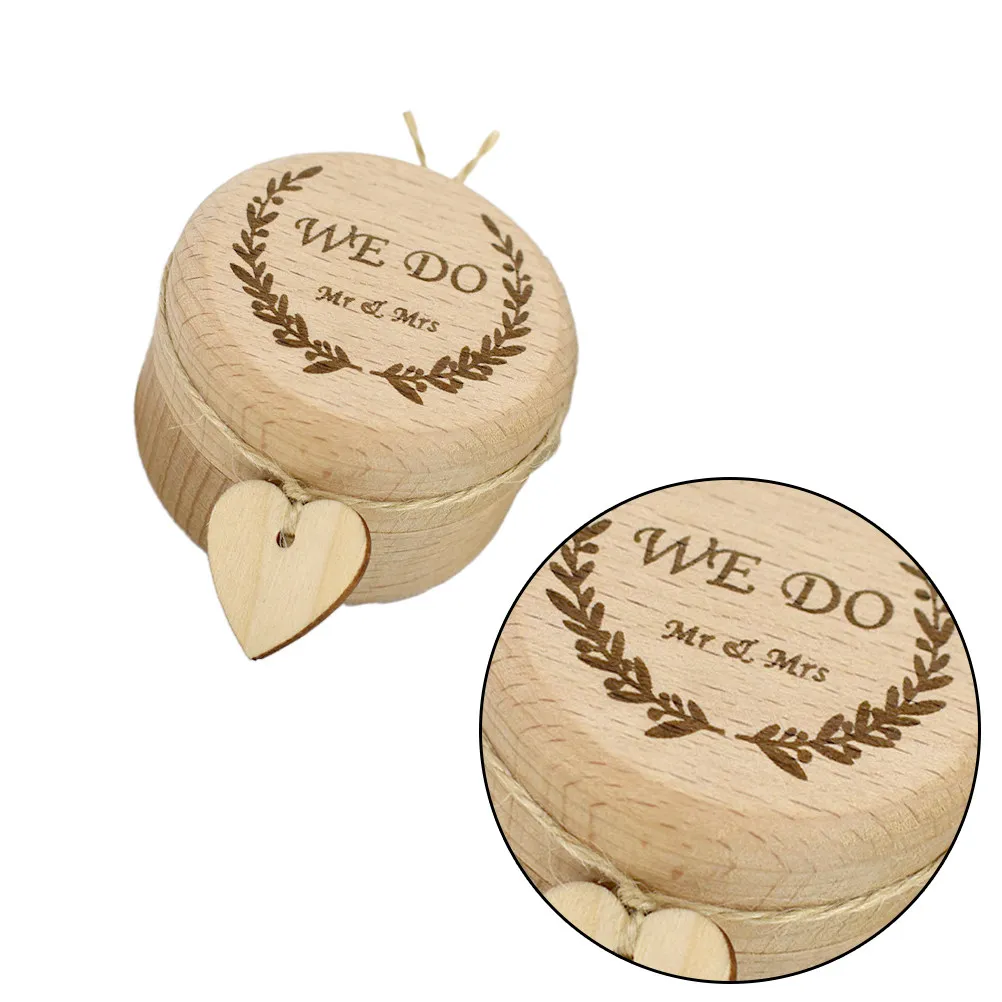1Pcs Rustic Wooden Ring Box Exquisite Vintage Wedding Ring Holder Case Linen Cloth Protection Engagement Proposal Keepsake