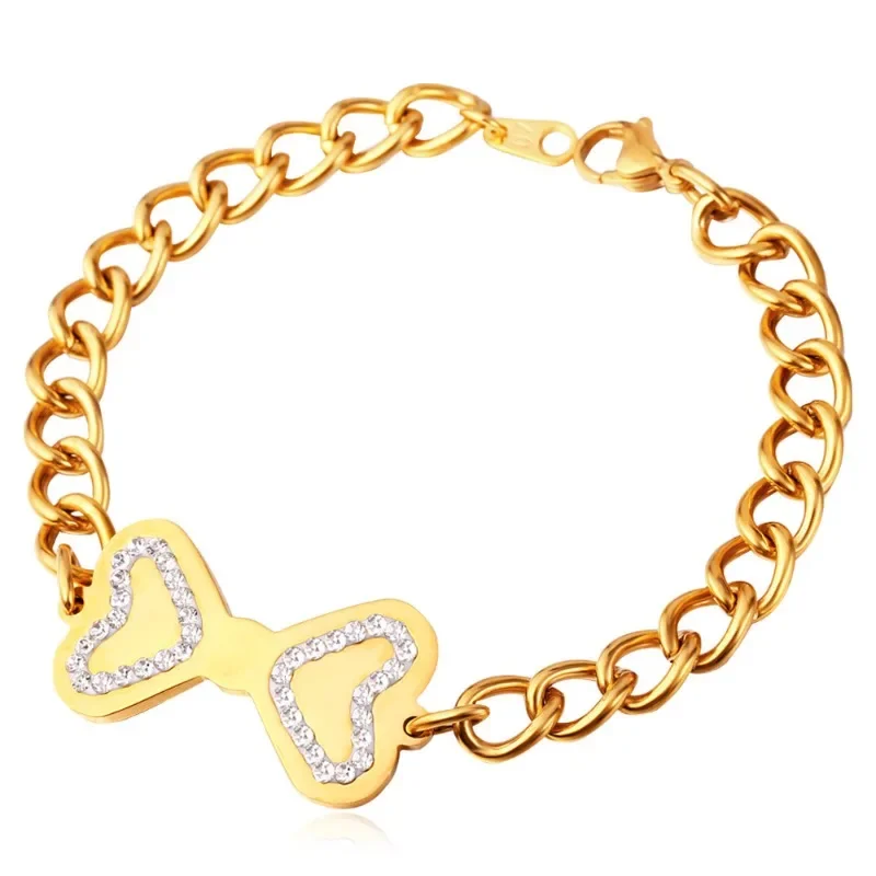 

Fashion Stainless Steel Bow Charm Bracelets for Women Girl Cute Dainty Jewlery Bracelet Hot Sale Birthday Party Jewlery Gifts