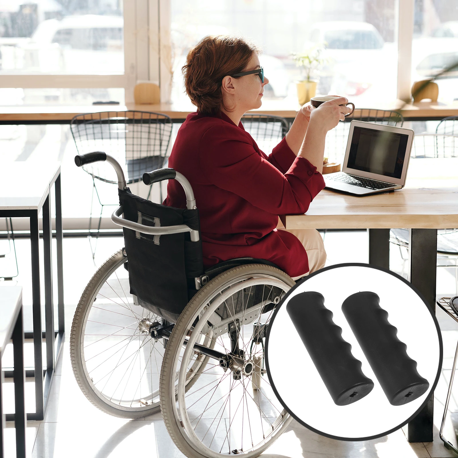 

2Pcs Universal Handle Grip Set PVC Anti-Slip Comfortable Trolley Wheelchair Cart Tube Grip for Easy Installation and Secure Hold