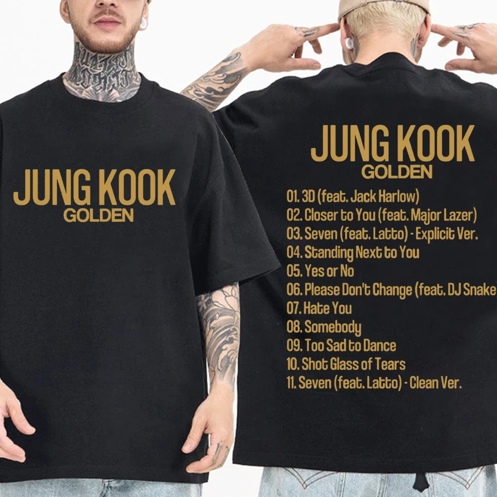 Jungkook Golden Kpop T-Shirts Fashion Harajuku O-Neck Short Sleeve Man Woman Shirts Fans Gift