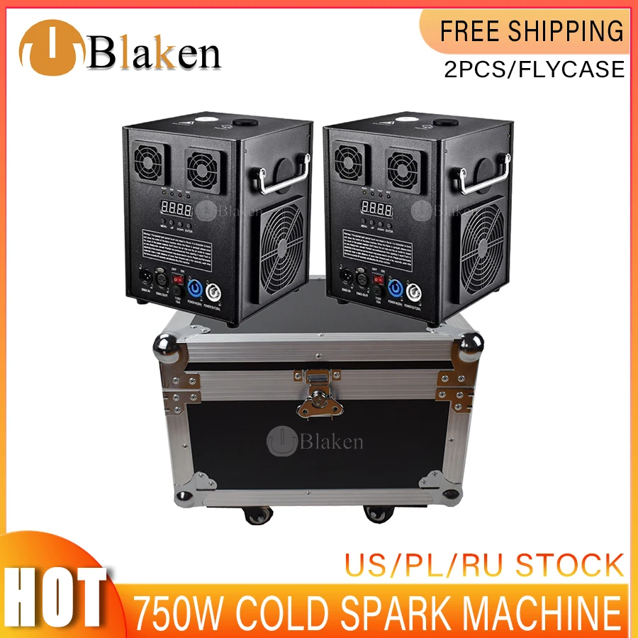 No Tax 1Pcs Road Case With 2Pcs 750W New Sparklers Waterfall Fireworks Pyrotechnics Remote Dmx Control Cold Fire Machine Spark