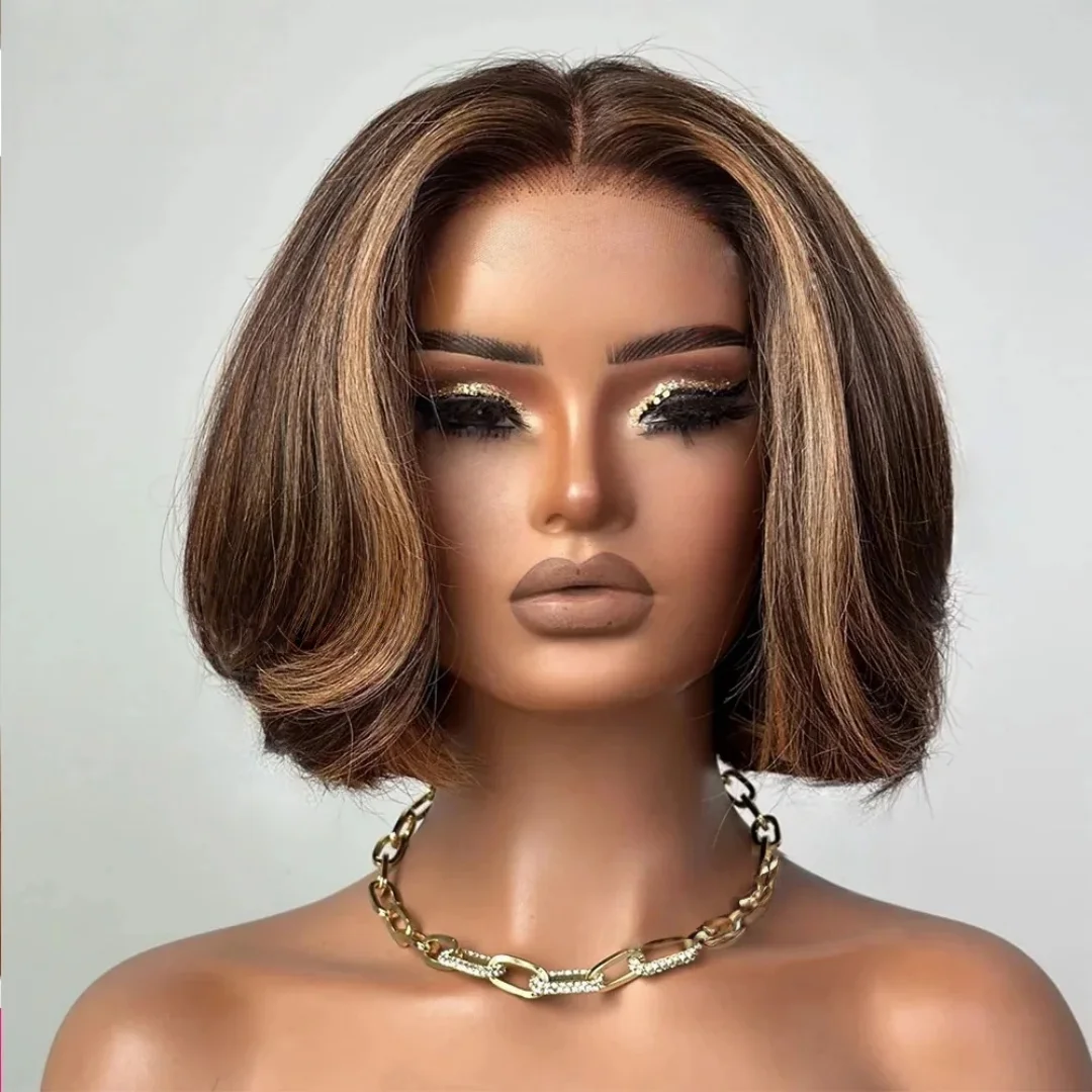 

Highlight Blond Body Wave 14inch 5*5 Lace Front Hair 100% Human Hair Wig 150 Density with Baby Hair Pre-Plucked Soft Hair Wig
