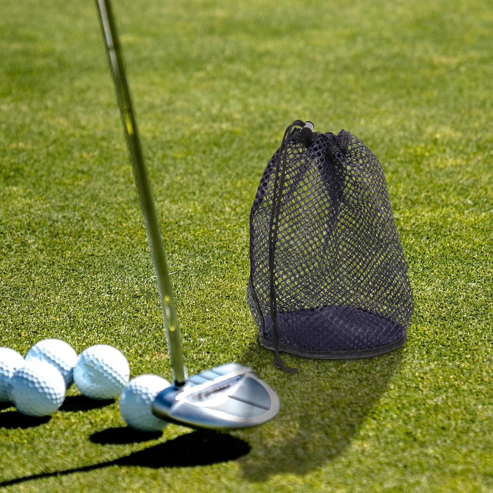 

s Golf Ball Bag Black Storage for 50 Balls Nylon Mesh Drawstring Sport Equipment Tennis Accessories Durable Practical