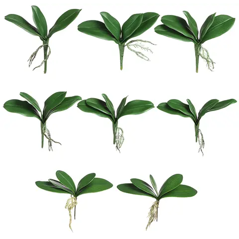 인공 실크 꽃 꽃다발 호접란 잎, 인공 식물 잎 장식, 홈 장식 난초 잎