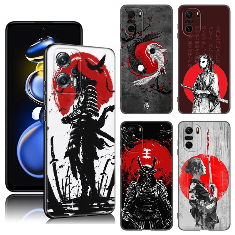 Red Sun Japanese Anime Black Silicone Phone Case For Xiaomi POCO X3 X4 NFC F5 M3 M4 M6 X5 X6 Pro F3 F4 GT 5G C55 C65 M5