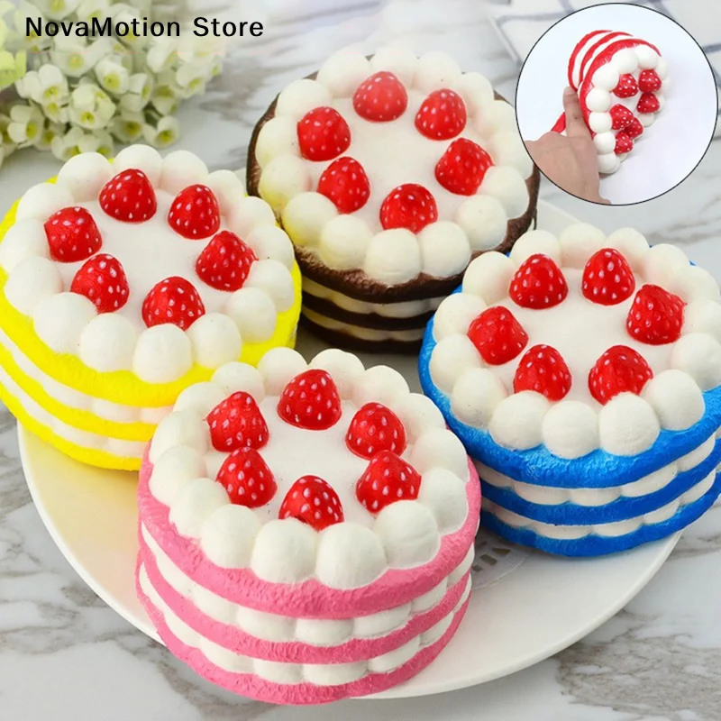 [NM]Kawaii Cake Slow Rising Stress Relief Squeeze Toys PU Soft Decompression Toy Simulated Food Cake Squeeze Toy[NM]