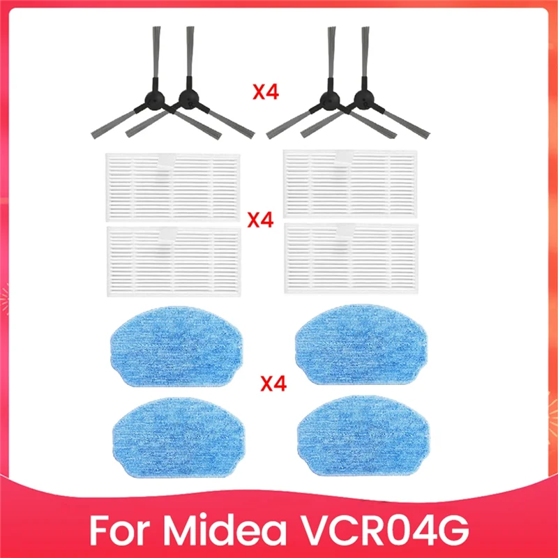 

WORTHOWN-12PCS Side Brush Hepa Filter Mop Cloth Formidea VCR04G Robot Vacuum Replacement Accessories
