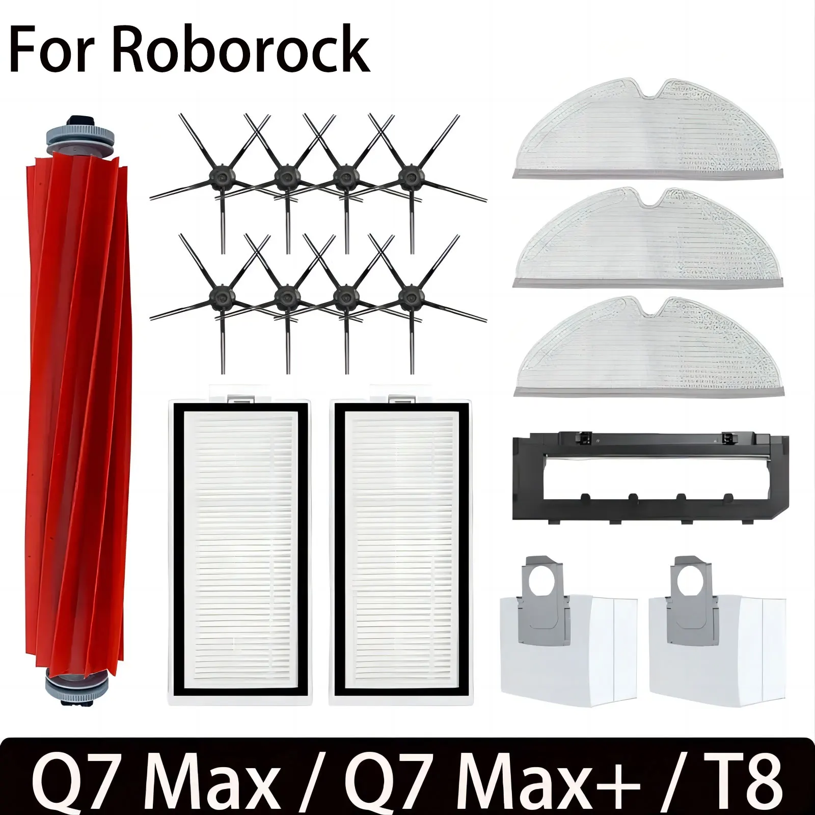 Roborock 메인 사이드 브러시 헤파 필터 걸레 로봇 진공 청소기 예비 부품, Q7 Max, Q7 Max +, Q7 Plus, T8 액세서리 