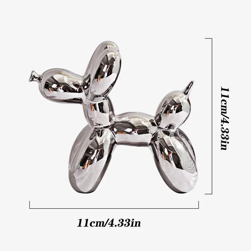 ERMAKOVA 11cm/4.3inch Creative Balloon Dog Abstract Ceramic Ornament Sculpture Figurine Statue Home Office Decoration Gift