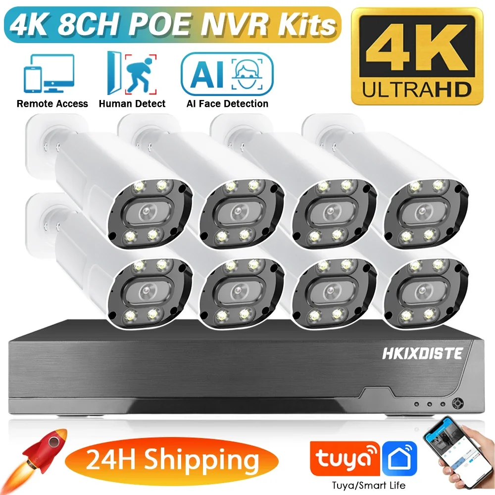 SMART LIFE 4K 8CH Video Surveillance System 8mp POE NVR Kit Motion Detection POE Cameras Outdoor Waterproof Security CCTV System