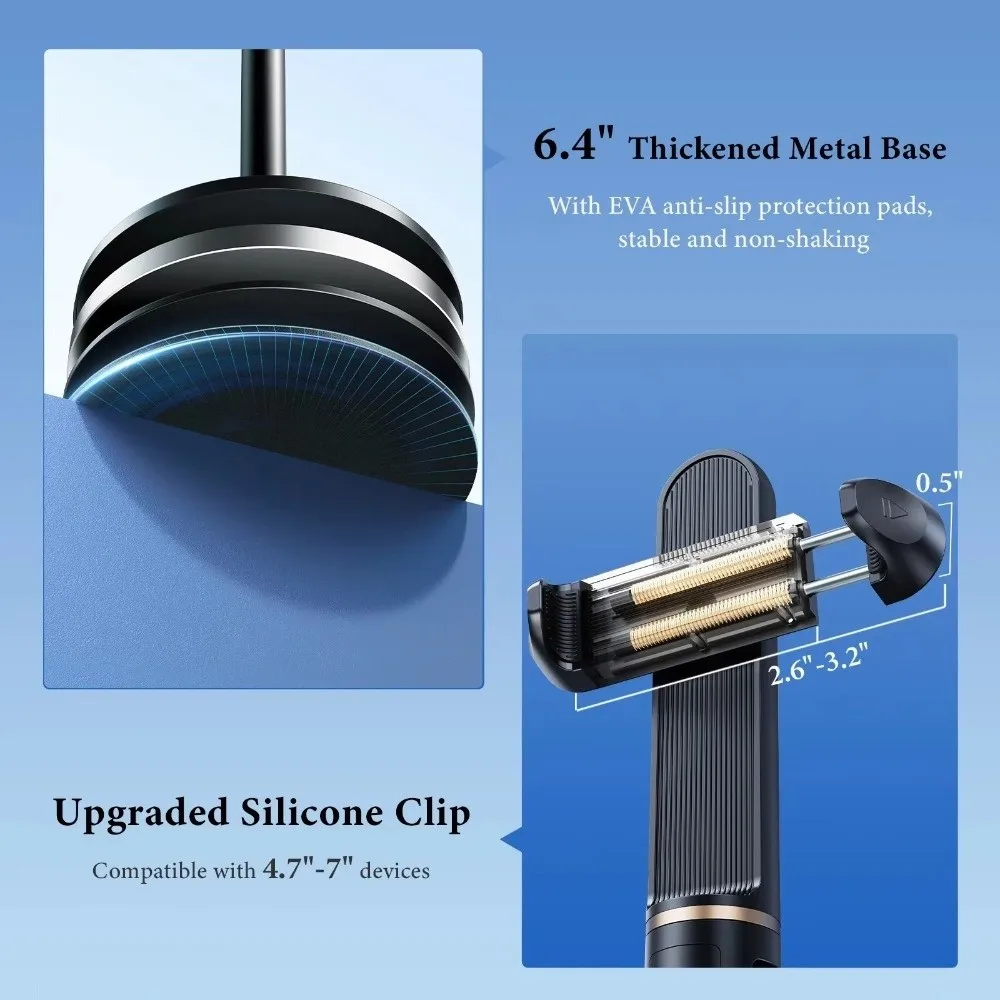 

Multi-Angle Rotatable Desktop Phone Holder Height Adjustable Heavy Duty Phone Stand with Clip Durable for 4.7-7in Device