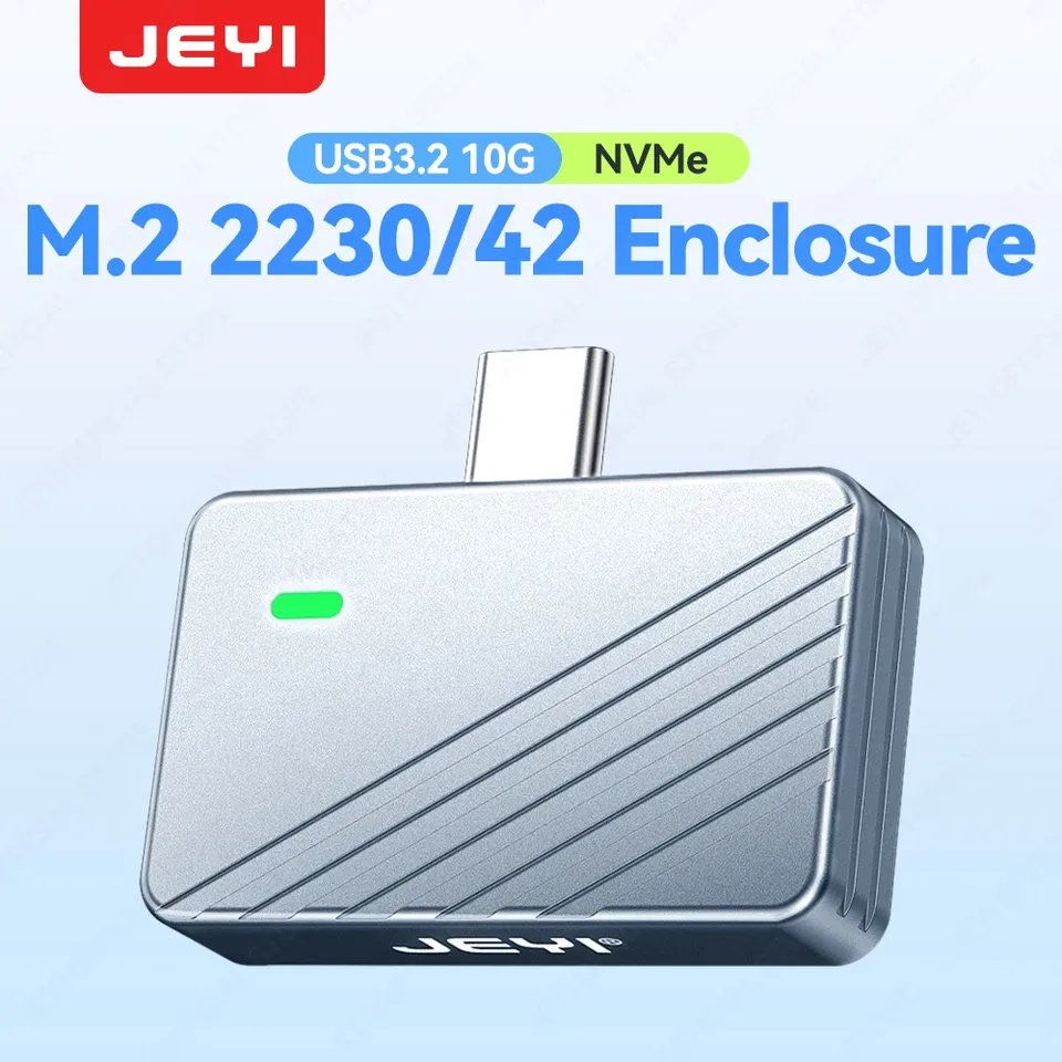 JEYI 2242 2230 M.2 NVMe Direct-attach SSD Enclosure, USB 3.2 10Gbps Direct USB-C Plug Aluminum M2 Enclosure Supports UASP TRIM 