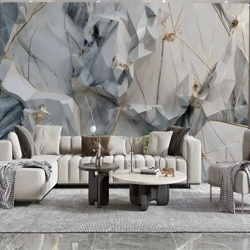 

Custom Marble Textured Wall Mural for Living Room TV & Sofa Background Wallpaper Home Décor Wall Covering Interior Design