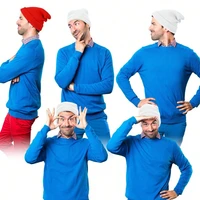 5Pcs Elf Red Whiter Halloween Costume beanie Hat Friend Christmas Costume Unisex Knit Soft Skull Cap Santa Claus Cartoon Cosplay - Image 3