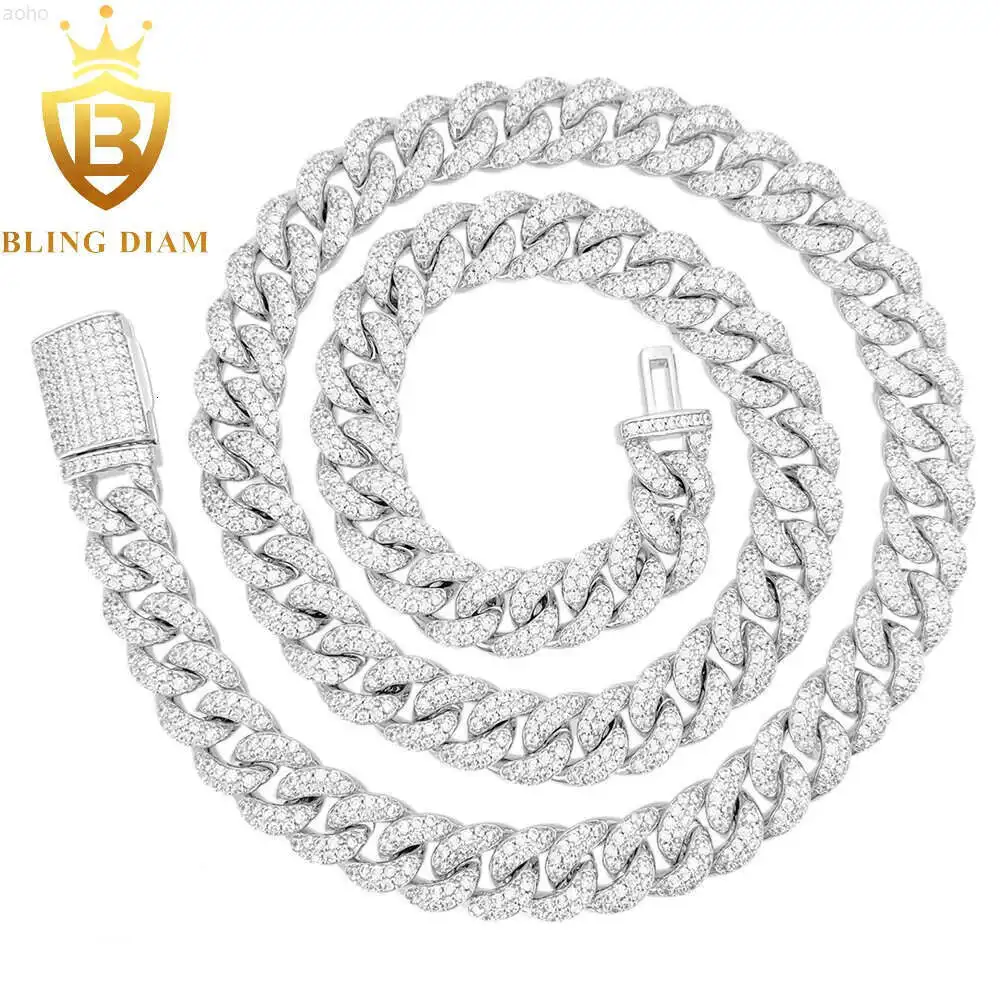 Hip Hop Jewelry Iced Out Vvs Moissanite Cuban Link Chain Necklace High Quality Diamond Cuban Chain