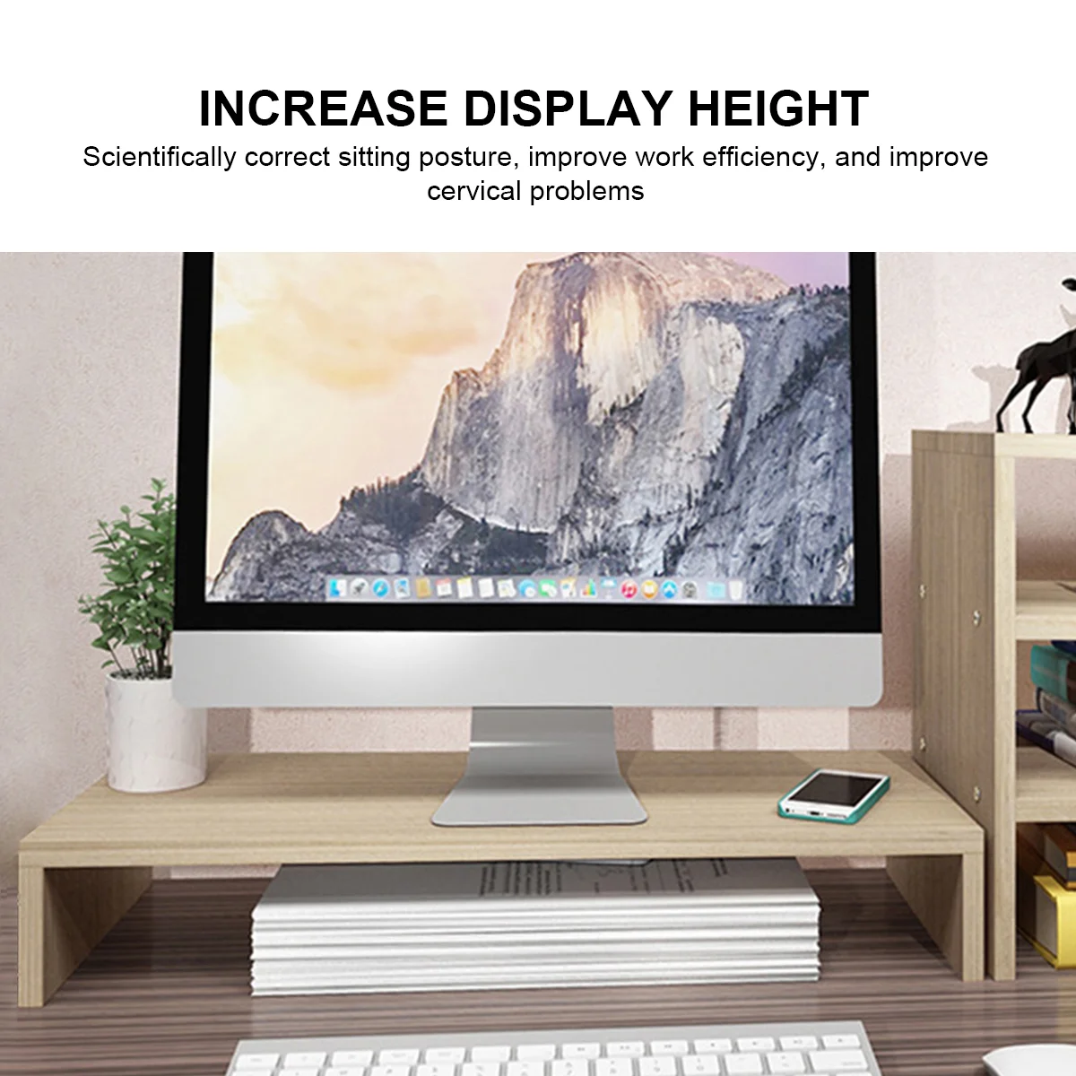 Multi-function Desktop Monitor Stand Computer Screen Riser Thicken Board Rack Laptop Stand Desktop Notebook Shelf (White)