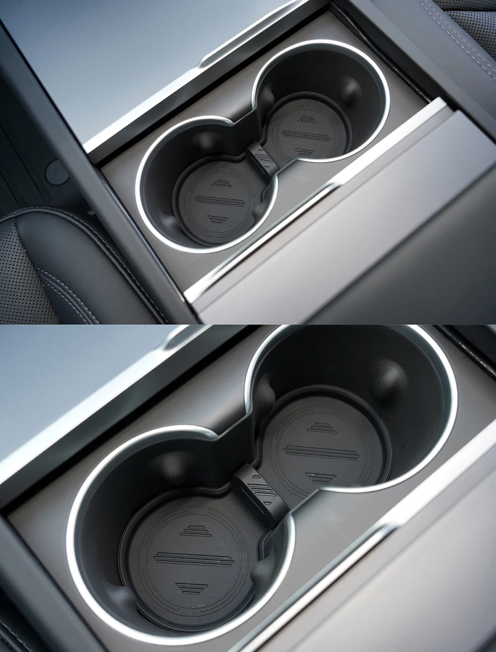 TESY Getränkehalter-Matte für Tesla Model YL Y Juniper Launch Model 3 Highland, rutschfeste, wasserdichte Untersetzer mit Schlitzen – Detail 6