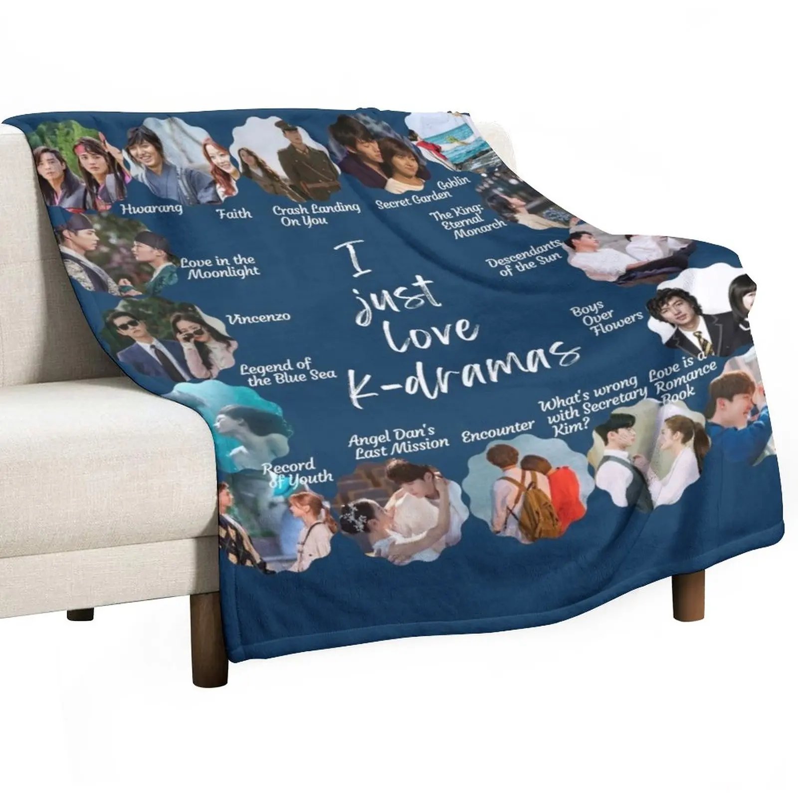 

I Just Love K-dramas! Throw Blanket Decorative Sofa Blankets Fluffy Blankets Large Decorative Blankets