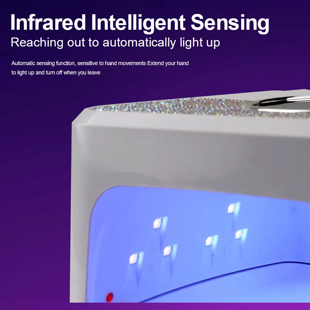 LED-Nagellampe, 45 Perlen, Zuhause, Weiß, Rosa, mit 4-Stunden-Knopf-Display, automatischer Sensor zum Aushärten aller Gel-Nagellack-Nagelkunst-UV-Lampe