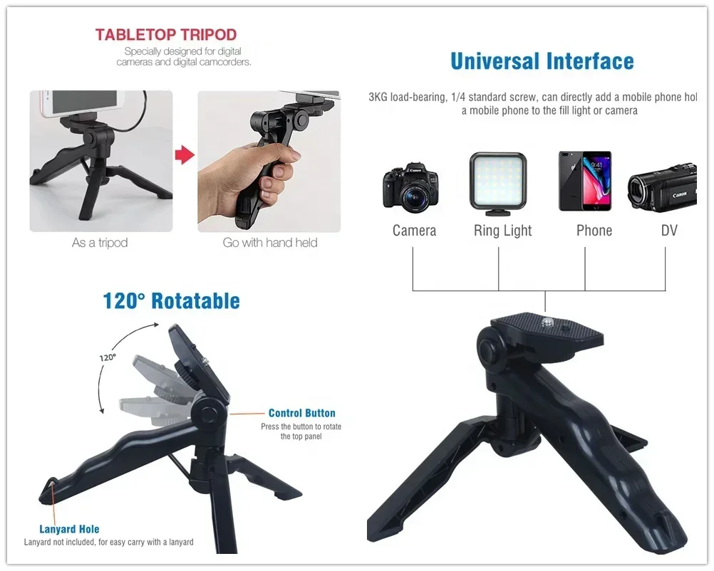 Hot SalesAY-49 Tripod Vlogging Kit Smartphone Vlog LED Light Live Streaming Microphone Video Making Kit