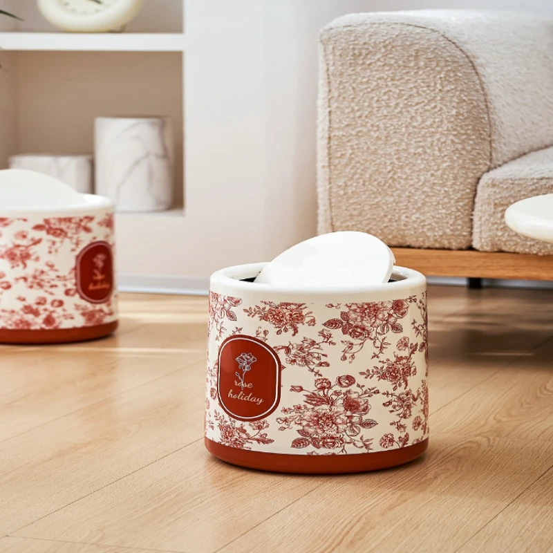 

High-end Household Waste Bins with A Flip Lid for Bedrooms Living Rooms Toilets Waste Bins Large-capacity Home Spazzatura JTW