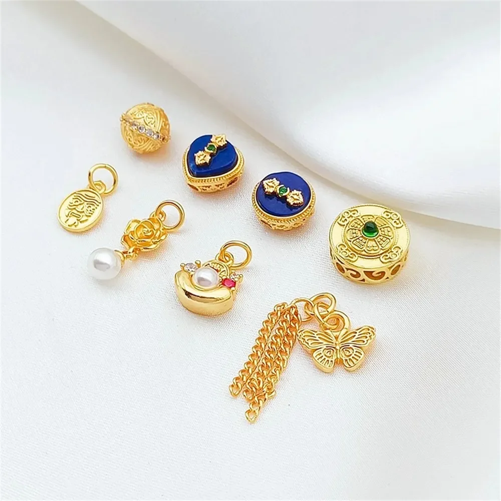 

18K Gold-plated Zircon Beads, Interlocking Butterfly Tassels, Small Pendant, Diy Handcrafted Bracelet, Necklace, Loose Beads