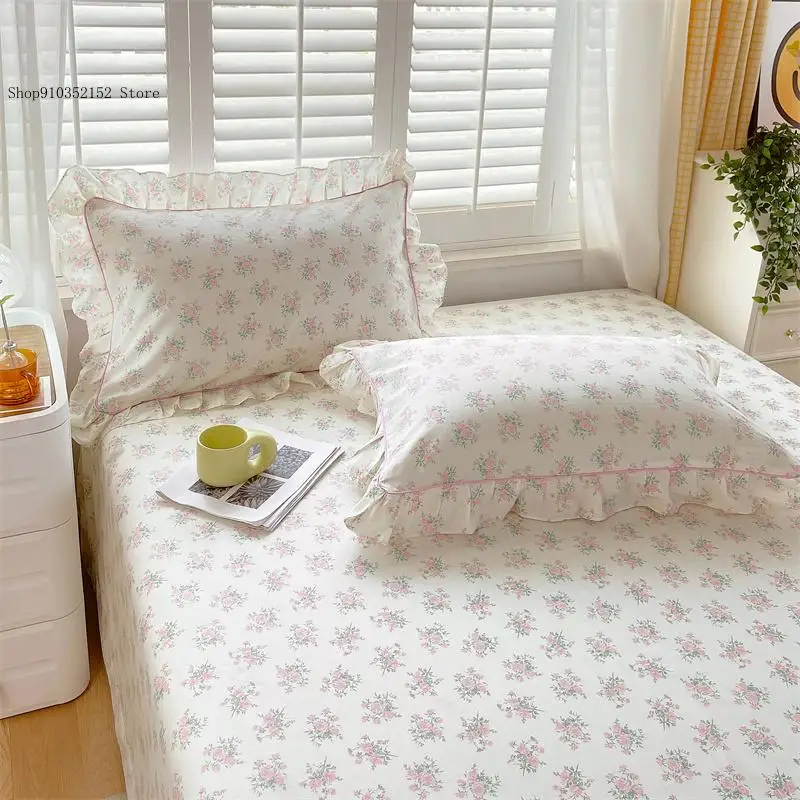 Spring and Autumn Rural Style with Elegant Temperament Simple 100% Cotton Pillowcase Ruffles Bedroom Bedding