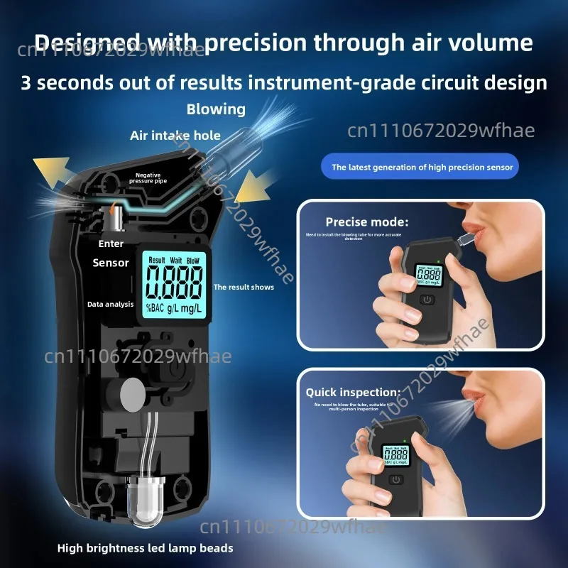 Portable High-Precision Alcohol Detector for Home Self-Test Fast Air-Blown Test for Drunk Driving Overnight Alcohol Check