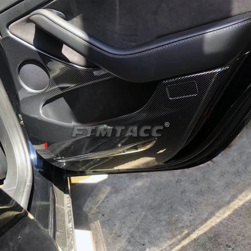 For Tesla Model 3 Y Door Anti-kick Sticker Modification Door All-inclusive Protective Door Kick Guard ABS Carbon Fiber Interior