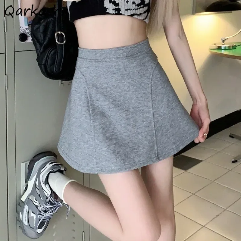 

Chic Solid Simple Mini Skirts Women Fashion Leisure Young Sweet All-match High Waist Soft Pure Summer Minimalist Girls Basic Ins