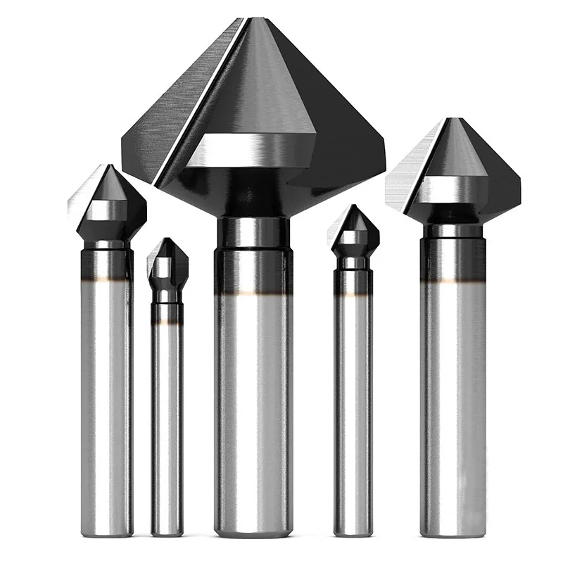 90 Degree 1Flute/3 Flute Chamfering Cutter Metal Mill Tool M35 Cobalt TiAlN Countersink Drill Bit Deburring Trimmer Chamfer