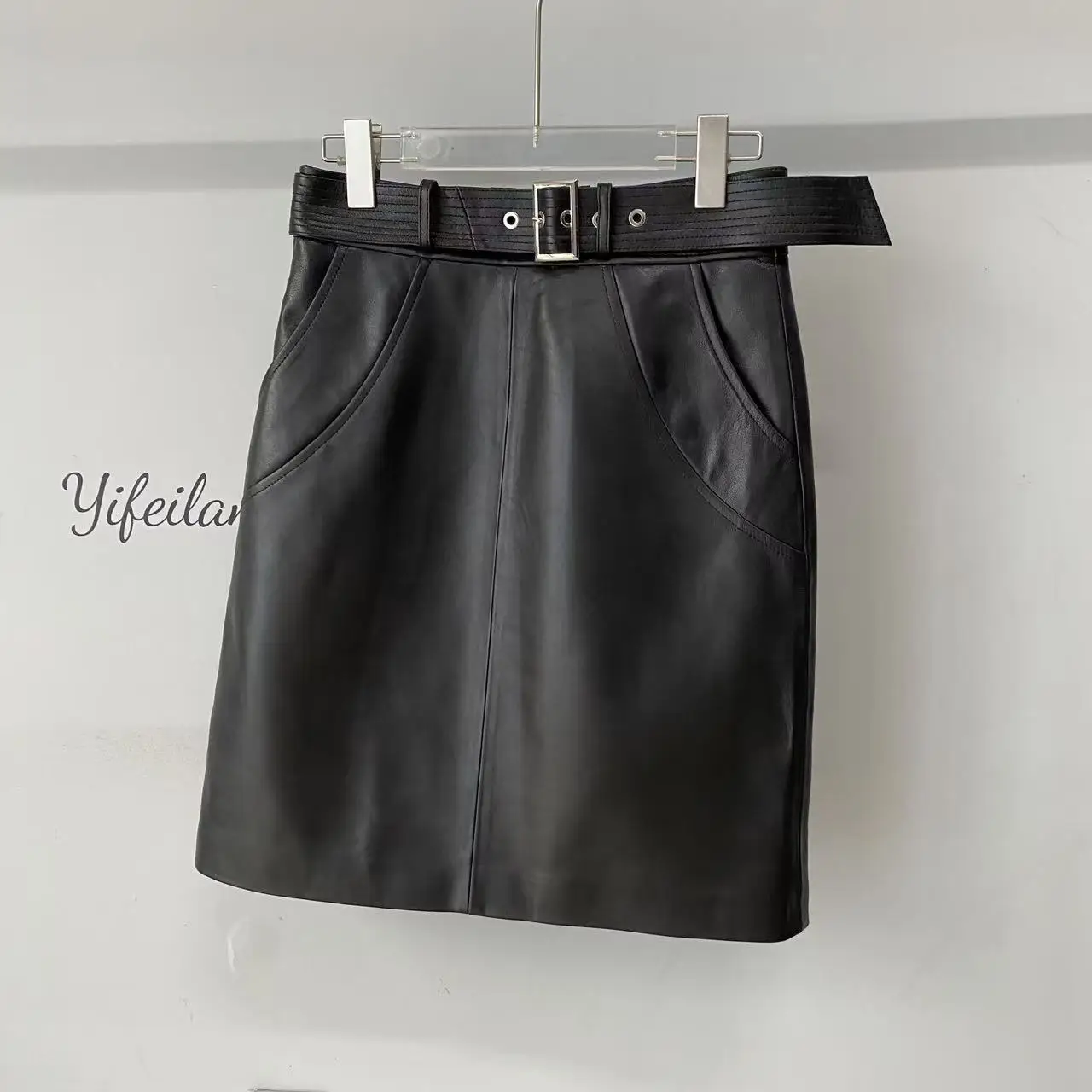 

Осень 2023, новая модная юбка из натуральной овчины с высокой талией, тонкая женская юбка трапециевидной формы, одежда для поездок на работу Ci Wear