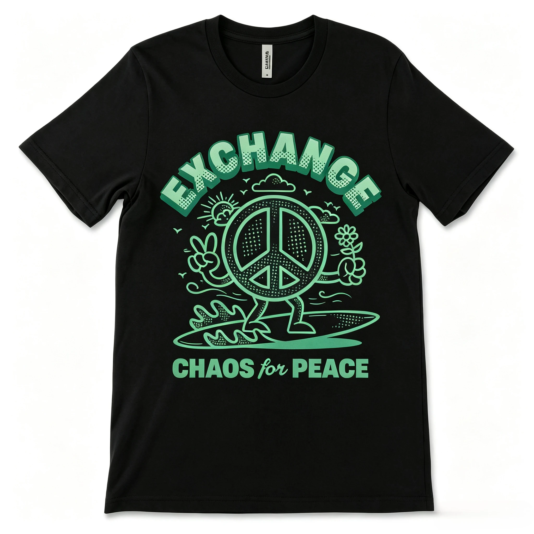 Exchange Chaos for Peace Shirt Sober Surfing Peace Sign Tee Men's and Women's T Shirt High-quality Trendy Clothing