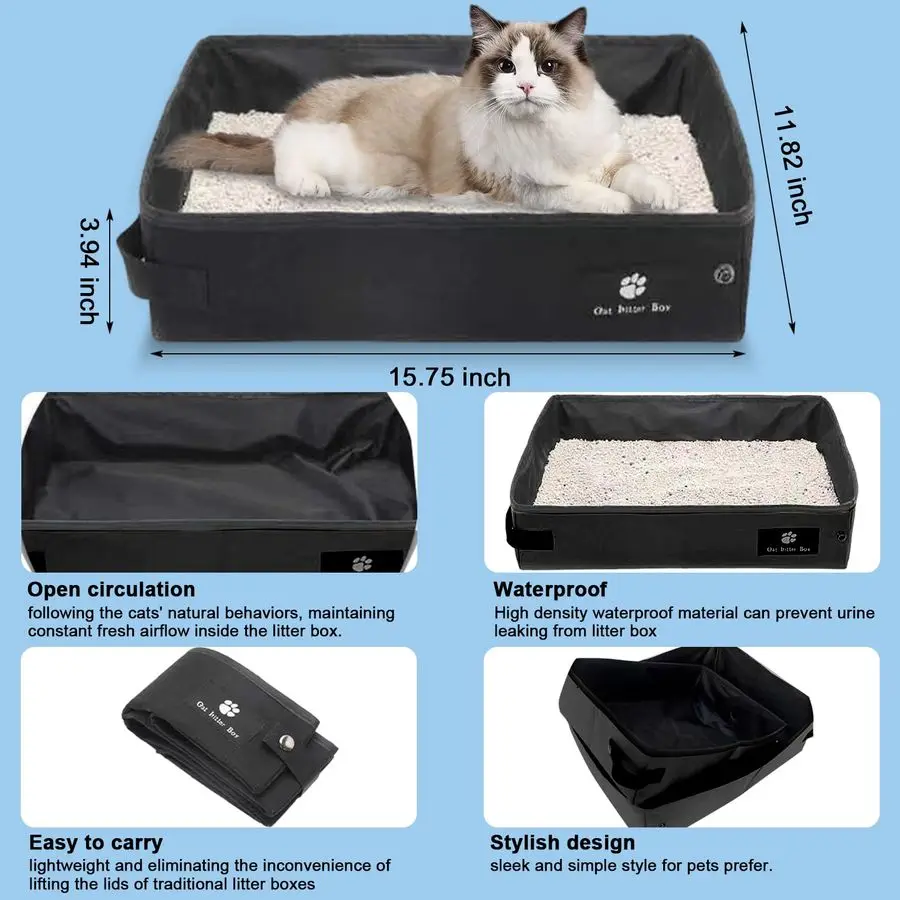 Transportador de gato com caixa de areia para viajar amp camping, saco para animais de estimação cabem 20lbs animais de estimação, 17.7 11.8 11.8 polegadas transportadora de viagem para gatos, roxo
